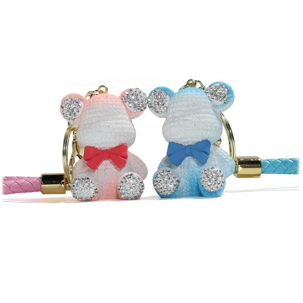 3486 Blue plus Pink Bear Keychain  Cute Key Holders for Wallet Car Keys